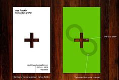 two business cards with the letter q and an image of a cross on one side