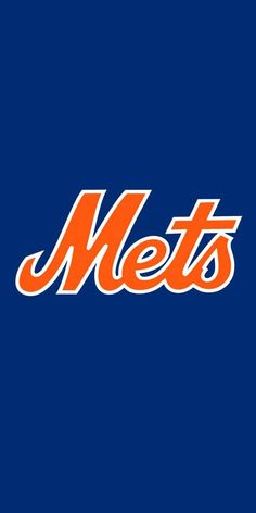 the new york mets logo on a blue background