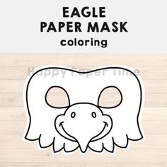 an eagle mask with the words eagle paper mask coloring in black and white on a wooden background