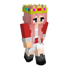 an image of a pixel art character in red and white clothes with a crown on his head