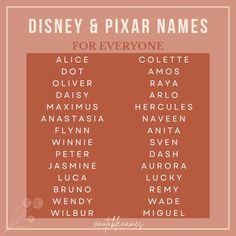 the disney and pixar names for everyone to see on their phone or tablet