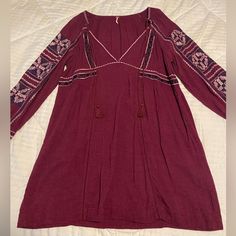 Beautiful Free People Dress Very Detailed Stitching New Without Tags Purple Beach Dress For Fall, Purple Bohemian Mini Dress For Fall, People Dress, Free People Dresses, Free People Dress, Blue Purple, Blue And Purple, Colorful Dresses, Free People