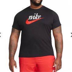 Nwt Smoke Free Fast Shipping Bundle To Save Color: Black Shirt/White Lettering/Red Check Size L Regular Fit Crew Neck Short Sleeve 100% Cotton/Exclusive Of Decoration Imported Wash With Like Colors/Do Not Iron Design L Nike Black Workout T-shirt, Black Workout Top With Logo Print, Black Relaxed Fit Tops For Sports Season, Nike Black Crew Neck Activewear, Nike Black Sportswear T-shirt, Black Relaxed Fit Sportswear T-shirt, Black Cotton Graphic Tee Activewear, Nike Total 90, Nike Paul George