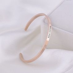 Celebrate your name with this charming bracelet,your name will be written upon. This classic piece of jewelry can be worn as a bracelet or an anklet. Wear it on to add a romantic touch to any outfit.Material: Copper Elegant Stainless Steel Bracelet For Best Friend, Personalized Rose Gold Metal Name Bracelet, Personalized Rose Gold Stainless Steel Bracelets, Personalized Rose Gold Stainless Steel Bracelet, Custom Name Rose Gold Bracelet, Elegant Engraved Name Bracelet For Best Friend, Elegant Personalized Stainless Steel Bangle, Engraved Rose Gold Metal Bracelets, Personalized Stainless Steel Bangle In Elegant Style