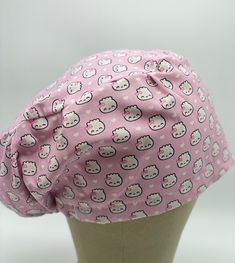 Kawaii Dumplings in Pink Euro Style Scrub Cap Made with 100% Cotton Fabric and Polyester Thread for durability. Made from a smoke free, pet free home. Machine wash on cold, hang to air dry. Comfortable and Healthcare Worker approved. Seams and edges are serged to prevent fraying. Ideal for medium to long length hair. Fabric design placement will vary on each scrub cap. This euro scrub cap has a circumference of 26-28 inches if you need a larger scrub cap or another style , please send me a messa Cute Mini Cap Hat One Size, Pink Kawaii Hat One Size Fits Most, Pink Kawaii Cap, Cute Pink Cotton Bonnet, Kawaii Pink Cap, Long Length Hair, Pink And Cream Scrub Caps, Scrub Caps Surgical, Euro Style