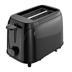 a black toaster sitting on top of a white table