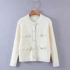 2020 Pearl button cardigan sweater for women's dress with small fragrance and twist design Fabric:knit Color: white,black,blue Size(cm):all code sleeve:53,waist:100 ,sleeve:50,shoulder:43 To make your experience as smooth as possible, I will assist you and answer your questions with my suggestions from the beginning until you receive your dress. But this is not the end. Also If you would have any question or issue about your dress after you receive it, just let me know and I will be keep in touc Pullover Mode, Button Sweater, Button Cardigan, Design Fabric, Cardigan Sweaters For Women, Loose Blouse, Streetwear Women, Sweater Fashion, Elegant Woman