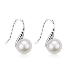 Freshwater White Pearl & Classic Hook Earrings-Silver #pearls #jewelrygram #PearlJewelry #PearlGlamour #culturedpearls #PearlJewellery #PearlChoker #baroquepearls #pearlset #pearlsarealwaysappropriate Pearl White Nickel-free Earrings, Nickel-free Pearl White Pearl Earrings, Classic Sterling Silver Nickel-free Pearl Earrings, Elegant Sterling Silver Nickel-free Pearl Earrings, Nickel-free White Gold Sterling Silver Pearl Earrings, Fine Jewelry Design, Large Pearl Earrings, Luxury Jewelry Box, Golden South Sea Pearls