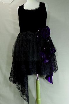 Upcycled Clothing / Velvet and Lace Party by CuriousOrangeCat, $125.00 Gothic Ruffle Dresses For Festivals, Gothic Ruffled Dresses For Festivals, Gothic Ruffled Petticoat For Party, Steampunk Black Dress With Ruffles, Gothic Ruffled Petticoat, Goth Prom, Refashion Dress, Affordable Plus Size Clothing, Lace Party Dresses