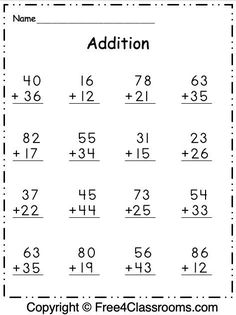 math addition worksheets for kindergarten Math Worksheet 2nd Grade Free Printable, Math Sheets 2nd Grade Free, Math Worksheet Grade 2, Addition 2 Digits Worksheets, Grade 2 Math Worksheets Free Printable, Trifold Ideas, Grade 1 Math Worksheets, 2 Digit Addition