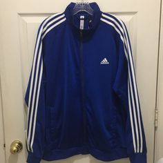 Nwt Adidas Tracksuit Jacket Royal Blue Sweatsuit Warmup Jogging Track Sweat Leisure Suit Nwt 10/10. The Tag Has ‘Royal’ But Should Have Something Along The Lines Of ‘Hyper-Royal’ Or ‘Royal-Rush’ The Way This Blue Shines. Blue Sportswear Outerwear With Three Stripes, Fitted Long Sleeve Outerwear With Three Stripes, Fitted Blue Track Jacket, Blue Long Sleeve Track Jacket For Workwear, Blue Long Sleeve Track Jacket For Work, Blue Long Sleeve Track Jacket, Blue Sweatsuit, Blue Tracksuit, Jogging Track