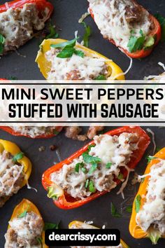 Elevate your appetizer game with these Mini Sweet Peppers Stuffed with Sausage. Juicy mini peppers cradle a rich filling of creamy cheese and savory Hatfield Sweet Italian Sausage, perfectly seasoned for maximum flavor. Baked to golden perfection, they make a delightful addition to any gathering. Easy to prepare and even easier to devour, these bites are sure to impress your guests. Keto Peppers, Sausage Stuffed Mini Peppers, Carbless Meals, Nye Food, Mini Peppers, Keto Appetizers