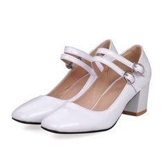 Heels:Approx 6cm Platform:Approx cm Upper Material:Pu Leather Outsole:Rubber If your foot is a little wide and fat, we suggest you choose 1 size larger, pls measure your foot length and choose a correct size. Thank you! Size Chart: Euro/CN 34 = foot length 21.5-22cm (Foot width=8-8.5cm) Euro/CN 35 = foot length 22-22.5cm (Foot width=8.5cm) Euro/CN 36 = foot length 22.5-23cm (Foot width=8.5-9cm Euro/CN 37 = foot length 23-23.5cm (Foot width=9cm) Euro/CN 38 = foot length 23.5-24m (Foot width=9-9.5 Chunky Pumps, Chunky Heel Shoes, Square Head, Ankle Strap Wedges, White Pumps, Shoes Heels Pumps, Pumps Flat, Slides Shoes, Ankle Straps