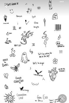 an image of stickers on the back of a sheet of paper with writing and symbols