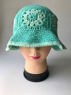 100% Handmade bucket hat for summer. Made of 100% Turquoise cotton, with light blue cotton yarn. This item is light to medium thick. Blue Wide Brim Cotton Sun Hat, Blue Wide-brim Cotton Sun Hat, Blue Cotton Wide Brim Sun Hat, Light Blue Summer Hat (one Size Fits Most), Blue Bucket Hat For The Beach, Light Blue Summer Hat, One Size Fits Most, Blue Bucket Hat For Summer, Light Blue Cotton Hat With Curved Brim, Green Cotton Sun Hat For The Beach