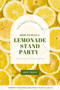 the party plan club lemonade stand party with text overlay that reads how to plan a lemonade stand party