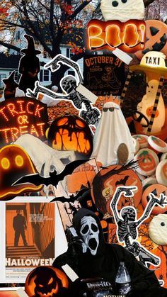 a collage of halloween stickers and decorations in various shapes, sizes and colors