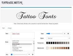 an image of a website page with the word tattoo font