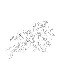 a line drawing of flowers on a white background