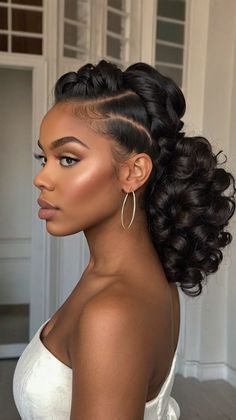 braids hairstyles updo black women Side Bun Hairstyles Wedding, Wedding Braids Hairstyles, Bun Hairstyles Wedding, Braids Hairstyles Updo Black Women, Hairstyles Updo Black Women, Updo Black Women, Braids Hairstyles Updo, Updo Ideas, French Braid Updo