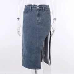 Get ready to turn heads with our Maxi Denim Skirt. This long denim skirt is the perfect blend of style and comfort, making it a must-have addition to your wardrobe. Crafted from high-quality denim, it offers a flattering silhouette and a versatile look that can be dressed up or down. Whether you're heading to the office or out for a night on the town, this Maxi Denim Skirt will keep you looking effortlessly chic. Trendy Denim Blue Skirt For Fall, Fall Denim Skirt In Denim Blue, Relaxed Fit Denim Skirt For Fall, Denim Relaxed Fit Skirt For Fall, Relaxed Denim Skirt For Fall, Chic Non-stretch Medium Wash Denim Skirt, Chic Non-stretch Denim Skirt, Chic High Waist Denim Blue Skirt, Dark Wash High Waist Cotton Skirt