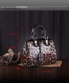 Designer Leopard Print Travel Bag, Leopard Print Leather Shoulder Bag With Top Handle, Designer Rectangular Bag In Leopard Print, Elegant Large Capacity Satchel For Fashion, Top Handle Bags In Leopard Print, Leopard Print Rectangular Satchel For Shopping, Leopard Print Rectangular Shopping Bag, Leather Satchel Shoulder Bag In Leopard Print, Leopard Print Leather Satchel Shoulder Bag