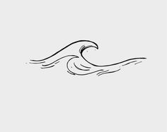 a black and white drawing of a wave