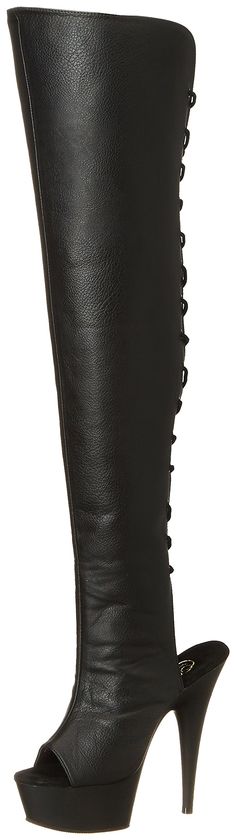 PRICES MAY VARY. Textile Heel: 6" Platform:1 3/4" Rubber sole Women's Over The Knee Boots, Thigh Boot, Spike Heels, Womens Knee High Boots, Trendy Shoes, Thigh High Boots, Shoe Game, Black Faux Leather, Over The Knee Boots