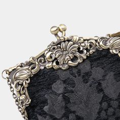 Introducing our captivating collection of Chatelaine purses, inspired by the elegance of the Victorian era.Available in three sizes—Large, Medium, and Small—these purses offer versatility and style. The Large and Medium sizes can be used as both a clutch and a crossbody purse, as we provide two chains for each size: 50" and 13" in length. This allows you to effortlessly switch between crossbody and clutch styles.Let's focus on the Chatelaine Large Crossbody Purse:With a frame width of 6.25" and Elegant Handheld Wallets For Everyday Use, Black Vintage Bag For Gifts, Elegant Handheld Evening Wallet, Elegant Handheld Wallets For Gifts, Vintage Wedding Shoulder Bag With Detachable Handle, Elegant Handheld Wallets Perfect For Gifts, Victorian Black Rectangular Bag, Handmade Elegant Rectangular Wallet, Elegant Black Evening Coin Purse