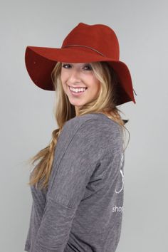 Rebecca Rust Wide Brim Safari Hat: $48 Fedora, Rust, Hats