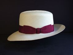 Hat Styles Men, Dobbs Hats, Mens Dress Hats, Gentleman Hat, Burgundy Ribbon, Custom Made Hats, Straw Boater, Mens Hats Fashion, Straw Fedora Hat