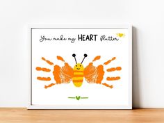 a card with an image of a bee on it and the words, you make my heart flutter