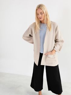 "SELBY is a loose fitting drop shoulder linen jacket with front attached pockets. DETAILS - Hip length - Long sleeves - Front attached pockets - 100% lightweight European linen fabric - Cut and sewn to order just for you in our studio COLOR - Beige, you can also choose other colors above - Fabric samples are available here https://www.etsy.com/listing/586569696/linen-fabric-samples SIZING & FIT - Relaxed fit - Length (shoulder to hem) is approximately - inches / - cm - Bust (pit to pit) is a Linen Slip Dress, Maternity Dresses Summer, Pretty Summer Dresses, Studio Color, Long Linen Dress, Summer Linen Dresses, Linen Jackets, Linen Jacket, Next Clothes