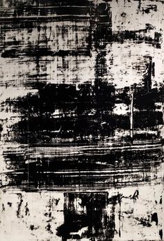 an abstract painting with black and white paint