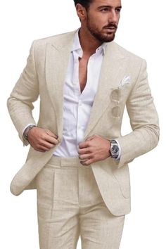 Product details Fabric type 50% Linen, 30% Cotton, 20% Viscose;Linen Suit for Men Package includes:Jacket+Pants, 2-Piece Suit. Care instructions Dry Clean Only Origin Imported SIZE CHART 【How to choose Size】XXS≈US 34,XS≈US 36,S≈38, M≈US 40,L≈US 42,XL≈US 44,XXL≈46,3XL≈US 48,4XL≈US 50,5XL≈US 52,6XL≈US 54. Our items are true to size, please refer to size chart under description. About this item 【Suit Feature】Our linen suits for men is made of superior linen. Skin-friendly, soft, breathable, lightwe Linen Blazers For Men, Linen Suit For Men, Mens Linen Suit, Linen Suits For Men, Beach Wedding Suits, Prom Tuxedo, Seersucker Suit, Pieces Men, Suit For Men