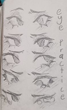 an open book with drawings of eyes and the words eye contact written on it in cursive writing