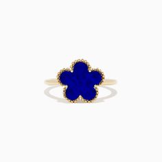 Effy Novelty 14K Yellow Gold Lapis Flower Ring Flower Stud Earrings, Flower Stud, Yellow Stone, Flower Earrings Studs, Flower Studs, Flower Ring, Gold Yellow, Lapis Lazuli, Sapphire Ring