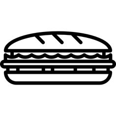 a black and white drawing of a sandwich