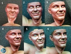 six pictures of a man's face with different facial expressions and haircuts