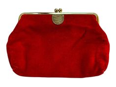 Vintage Red Velvet Purse/clutch or cosmetic Bag with Gold Tone Metal closure that has a little discoloration from age. Black Liner with small side Pocket. 5x7”. Preowned estate liquidation. I do not know the age. There is no tag inside to identify who made it. Velvet Purse, Black Liner, Purse Clutch, Side Pocket, Vintage Accessories, Gold Tone Metal, Cosmetic Bag, Vintage Clothing