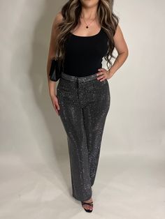 Black rhinestone pants model is wearing size medium 95% Polyester, 5% Spandex Rhinestone Pants, Pants Model, Black Rhinestone, Sweater Sale, Sweater Jacket, Set Dress, Shop Now, Spandex, Size Medium