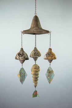 hanging bell sculpture Ceramic Bells, Weird Plants, Ceramic Bell, Hanging Bell, Whimsy Goth, Wood Prints, Pottery Inspiration, Handcrafted Ceramics, Wind Chime