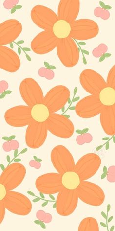 an orange flower pattern on a white background