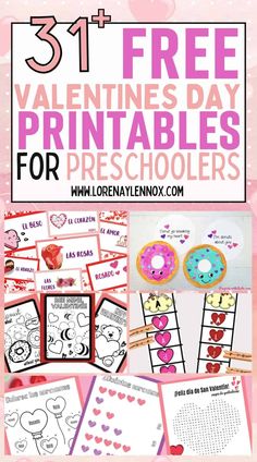 valentine's day printables for preschoolers with the text 21 free valentine's day printables for pre - schoolers