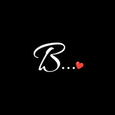 the letter b is written in black and white with a red heart on it's side