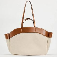 Mixed Tote Bag. Canvas Fabric Exterior. Handles And Shoulder Straps. Magnetic Closure. Height X Length X Width: 19.7 X 12.2 X 5.1 Inches (50 X 31 X 13 Cm) Dark Tan Zara Tote Bag, Cream Tote Bag, Xmas Wishlist, Zara Bag, Bag Women Fashion, Zara Bags, Chic Leather, Dark Tan, Bag Canvas