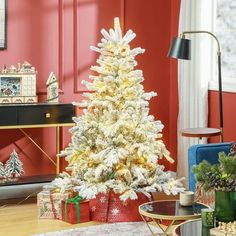 a decorated christmas tree in a living room