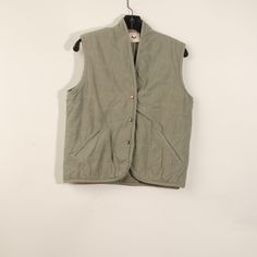 Unworn. Over dyed. Decent Condition. Final Sale. Sage 100% cotton canvas Padded Hits at mid-hip Cross Chest: 19.5" Padded Vest, Vest Dress, Final Sale, Cotton Canvas, Canvas