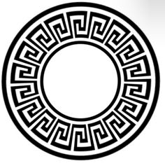 a black and white circle with an intricate design in the shape of a greek meander