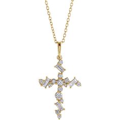 14KT Yellow Gold Scattered Diamond Cross Pendant Necklace, 14KT Yellow Gold Scattered Diamond Cross Pendant Necklace - Legacy Saint Jewelry Saint Jewelry, Round Diamond Ring, Diamond Cross Pendants, Diamond Cross, Fabulous Jewelry, Yellow Gold Chain, Cross Pendant Necklace, Gold Chain Necklace, Baguette Diamond